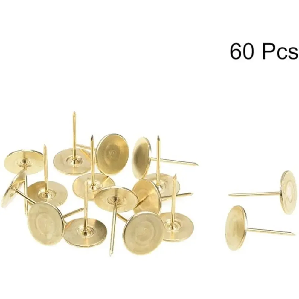 Gold Tone Flat Head Upholstery Nails - 60 Pcs